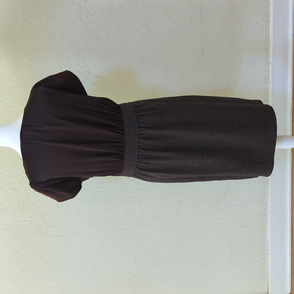 The Limited Dark Brown Satin and Herringbone Tweed Professional Dress Size 12 - Picture 6 of 11